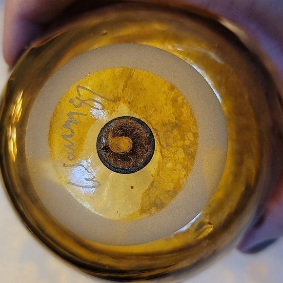 Federick Warren Signed Vintage Amber Handblown Art Glass Swirl Tumblers 1987 - Picture 6 of 7